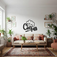 Chef Metal Wall Decor, Kitchen Wall Art with Chef Hat and Spatula, Modern Cooking Sign for Restaurants, Cafes, Foodies & Home Kitchens 4