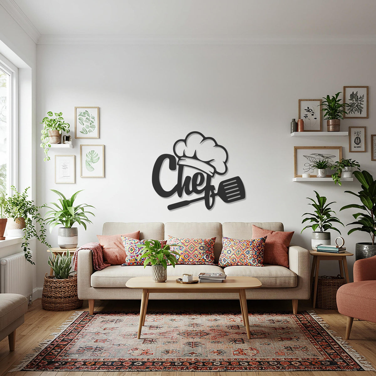 Chef Metal Wall Decor, Kitchen Wall Art with Chef Hat and Spatula, Modern Cooking Sign for Restaurants, Cafes, Foodies & Home Kitchens