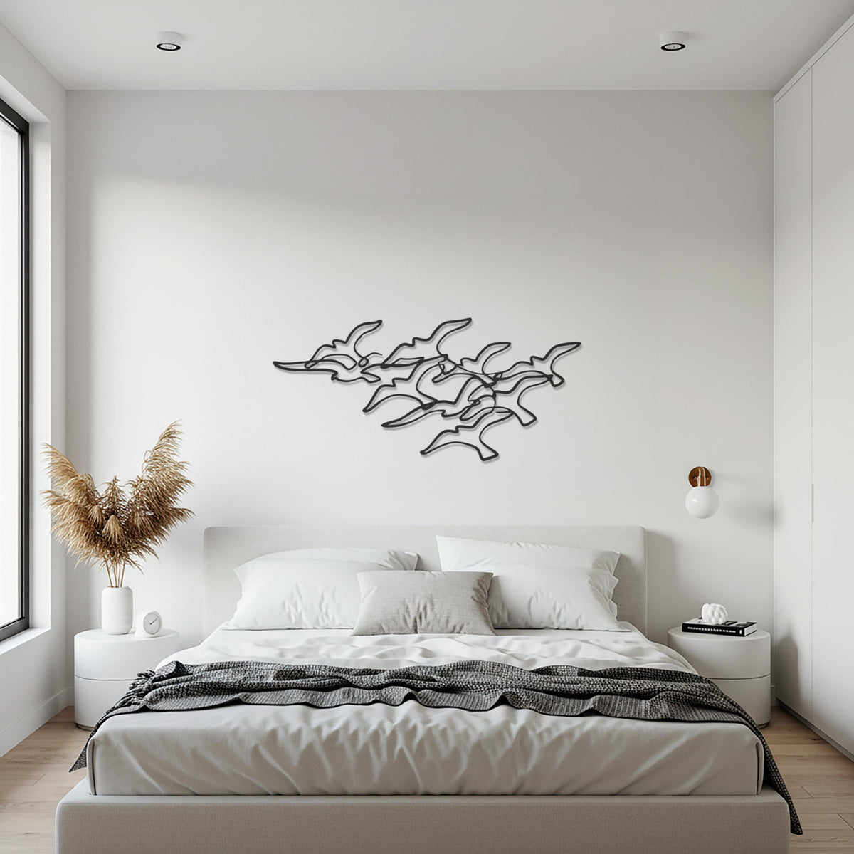 Flock of Birds Metal Wall Art, Abstract Flying Birds Silhouette, Modern Minimalist Wall Decor for Bedroom, Nature Inspired Wall Hanging