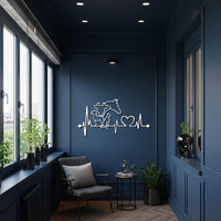 Veterinarian Heartbeat Animal Metal Wall Art, Farm Animal Line Drawing Decor, Cow Horse Dog Silhouette Sign, Gift For Vet & Animal Lovers 3