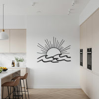 Sun and Wave Metal Wall Art, Gold Iron Coastal Decor For Entryway Or Living Room, Modern Ocean Sunset Wall Sign, Housewarming Gift 6