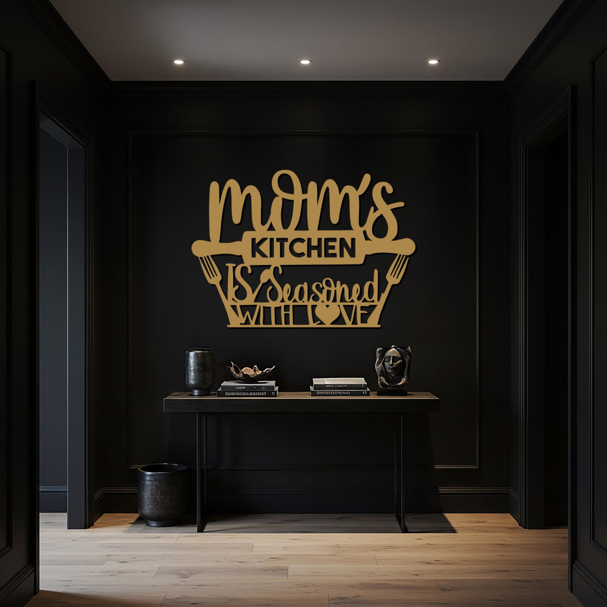Mom’s Kitchen Wall Art, Metal Sign For Kitchen Wall, Gift For Mom, Rustic Cooking Decor, Black Iron Wall Decor, Mother’s Day Present
