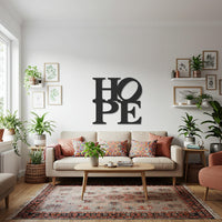 HOPE Metal Wall Art Sign, Inspirational Quote Word Decor, Modern Office Motivational Sign, Framed Style Iron Art for Gallery Library Walls 5