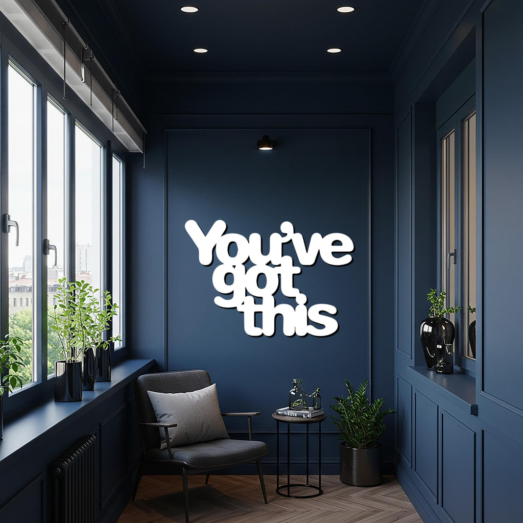 You've Got This Metal Wall Art Sign, Motivational Quote Wall Decor for Entryway, Bedroom, or Office, Framed Uplifting Modern Home Gift