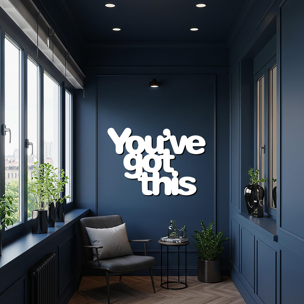 You've Got This Metal Wall Art Sign, Motivational Quote Wall Decor for Entryway, Bedroom, or Office, Framed Uplifting Modern Home Gift