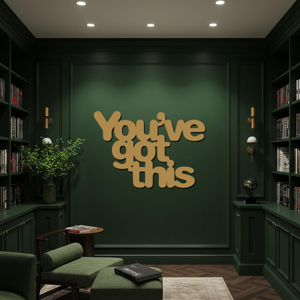 You've Got This Metal Wall Art Sign, Motivational Quote Wall Decor for Entryway, Bedroom, or Office, Framed Uplifting Modern Home Gift