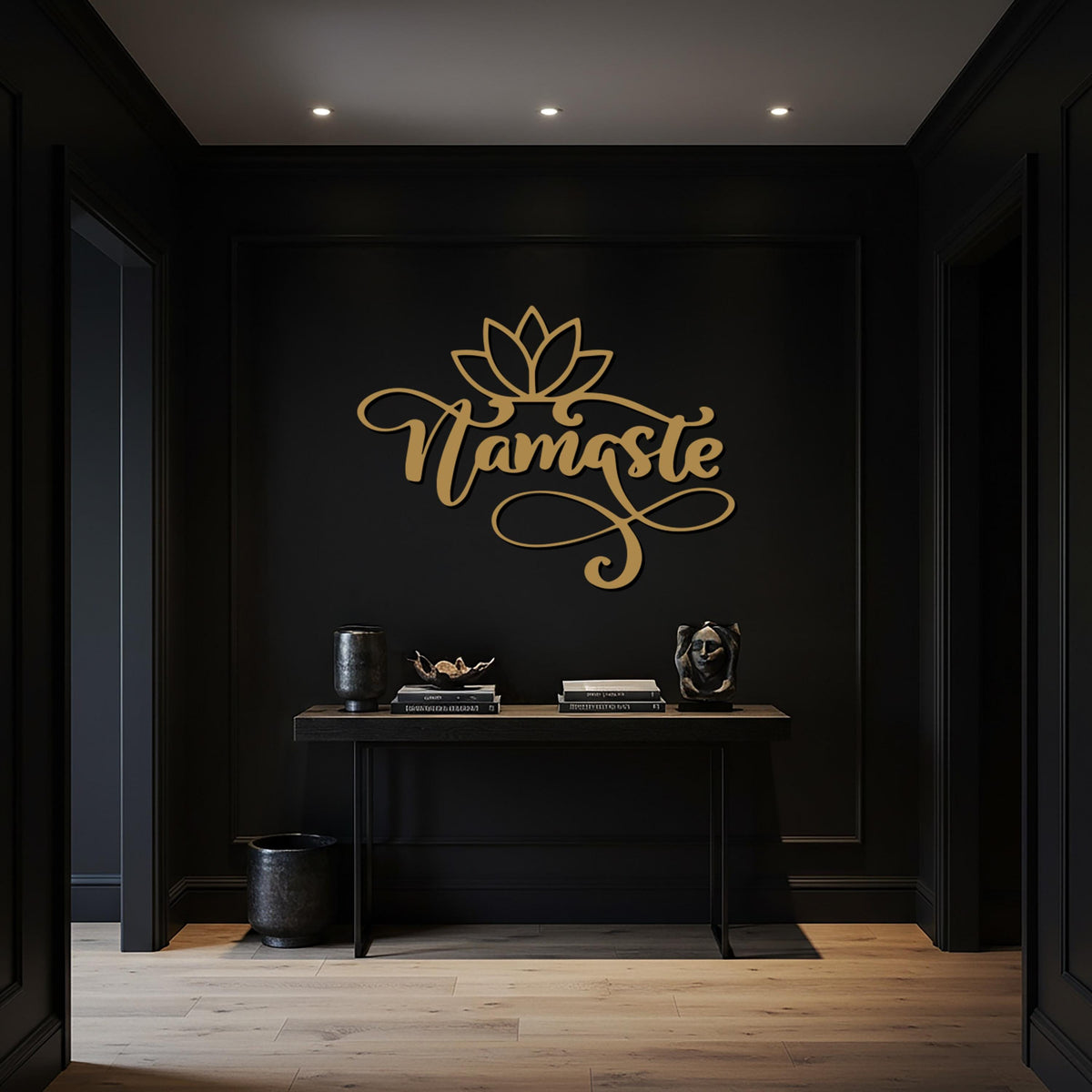 Namaste Metal Wall Art, Yoga Room Decor, Lotus Flower Wall Sign, Modern Entryway Accent, Mindfulness Gift, Zen Inspired Home Piece