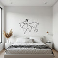 Airplane World Map Metal Wall Art, Travel Lover Gift, Wanderlust Home Decor, Modern Geography Metal Sign, Jetsetter Room Accent