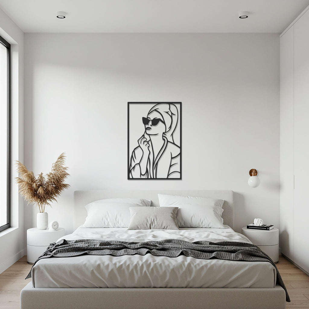 Line Art Woman, Metal Wall Art, Minimalist Female Portrait, Modern Silhouette Decor, Fashion Figure Metal Sculpture, Wall Accent
