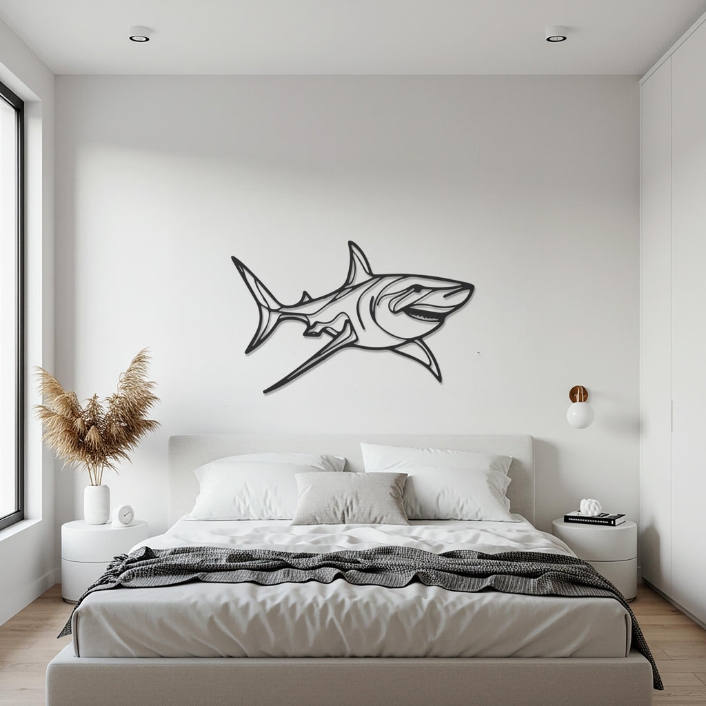 Shark Metal Wall Art, Ocean Predator Decor, Nautical Black Metal Artwork, Modern Shark Silhouette Wall Hanging, Gift for Ocean Lovers