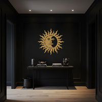 Sun and Moon Metal Wall Art, Celestial Face Wall Decor, Black Metal Sun Art, Half Moon Design, Modern Boho Style for Unique Home Accent 2