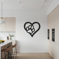 Paw Heart Metal Wall Art, Pet Lover Wall Decor, Dog and Cat Silhouette Heart Sign, Animal Paw Print Wall Hanging for Home or Office 6