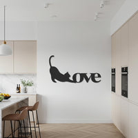 Cat Love Metal Wall Art, Modern Black Cat Silhouette Sign, Stretching Cat Home Decor, Pet Lover Gift, Animal-Themed Wall Decoration 4