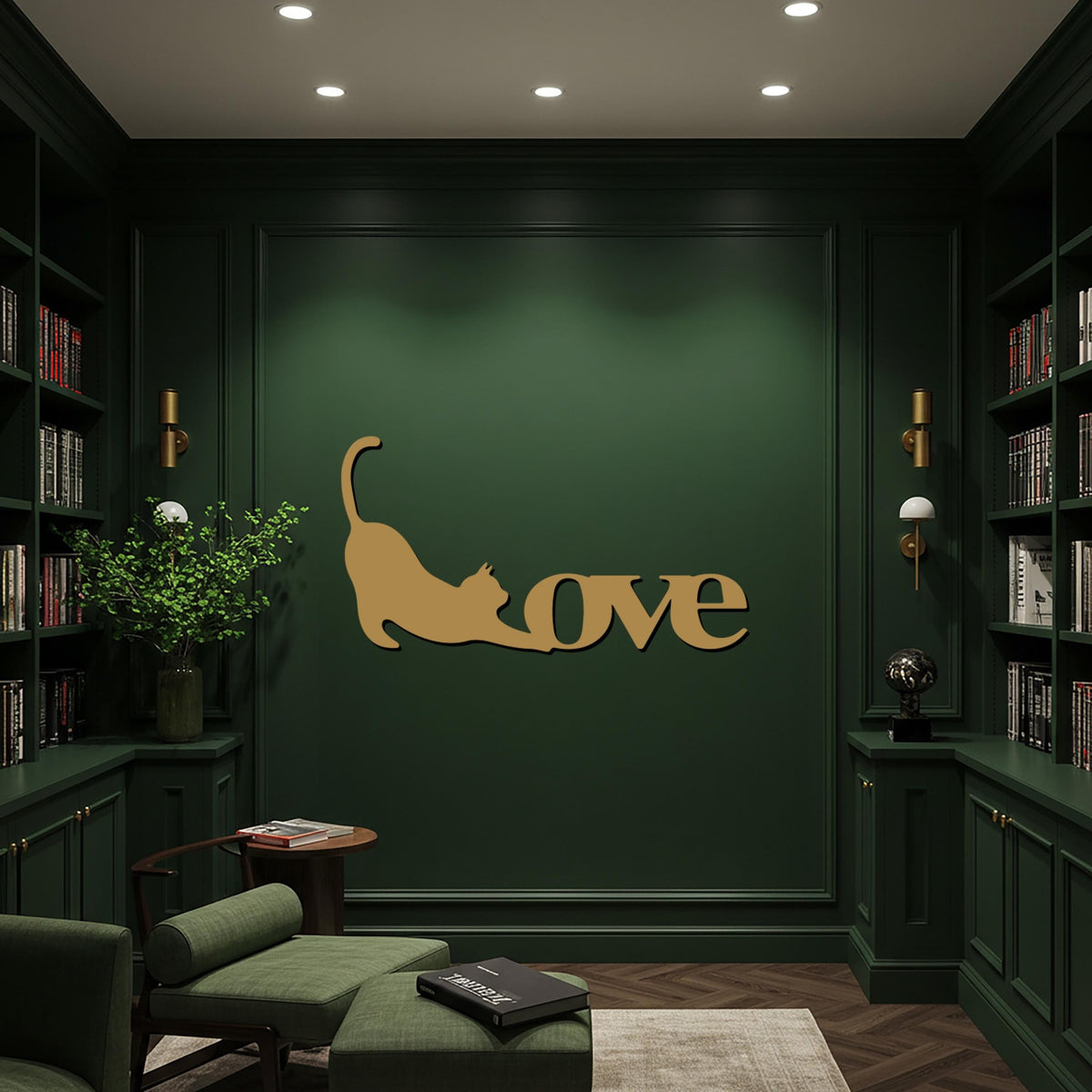 Cat Love Metal Wall Art, Modern Black Cat Silhouette Sign, Stretching Cat Home Decor, Pet Lover Gift, Animal-Themed Wall Decoration