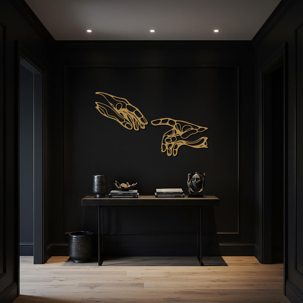Modern Abstract Hand Silhouette Metal Wall Art, Minimalist Line Art Sculpture, Elegant Black Wall Hanging for Contemporary Interiors