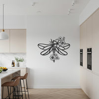 Dragonfly Metal Wall Art with Flowers, Nature Inspired Metal Wall Decor, Botanical Insect Wall Hanging, Modern Minimalist Room Decoration 6