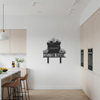 Custom Organic Market Sign Metal Wall Art, Personalized Kitchen or Grocery Shop Name Decor, Vegetable Basket Steel Hanging Sign 1