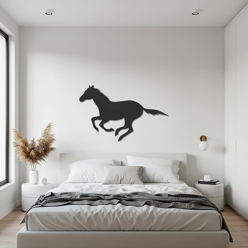 Running Horse Metal Wall Art, Galloping Horse Silhouette, Equine Wall Sculpture, Rustic Western Cowboy Decor for Barn or Outdoor Patio
