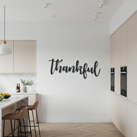Thankful Metal Wall Art Sign, Modern Script Wall Decor, Inspirational Word Art for Dining Room, Kitchen, Office, or Entryway Decoration 1