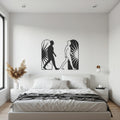 Black and White Silhouette Metal Wall Art, Dual Figure Walking Design, Modern Minimalist Geometric Wall Sculpture for Contemporary Decor