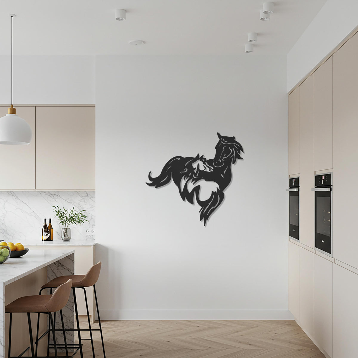 Horse and Foal Metal Wall Art, Elegant Wild Horse Silhouette, Modern Rustic Equine Wall Decor for Home, Farmhouse, or Cabin Style