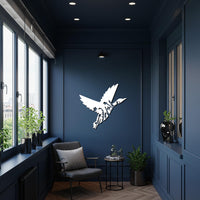 Bird Metal Wall Art, Flying Bird Silhouette with Floral Design, Modern Nature Wall Decor, Kitchen and Living Space Artistic Decoration 3