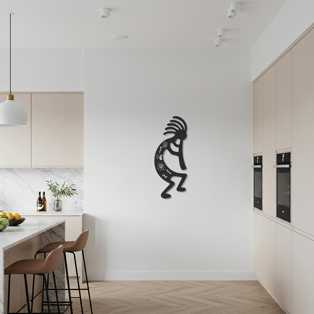 Kokopelli Tribal Metal Wall Art, Native American Silhouette Wall Decor, Boho Musician Design, Southwestern Cultural Art for Home Decoration
