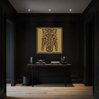 Geometric Horse Head Metal Wall Art, Tribal Style Square Animal Silhouette, Modern Black Decor, Bold Statement Artwork for Home & Office 3