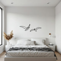Set of 2 Bird Metal Wall Art, Minimalist Flying Birds Wall Sculpture, Modern Line Art Home Decor, Elegant Metal Silhouette Wall Hanging 2