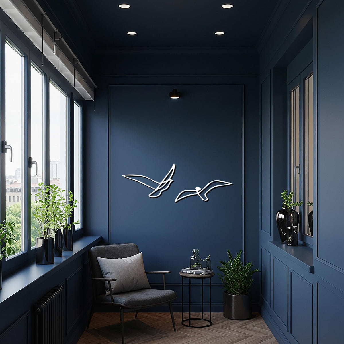 Set of 2 Bird Metal Wall Art, Minimalist Flying Birds Wall Sculpture, Modern Line Art Home Decor, Elegant Metal Silhouette Wall Hanging