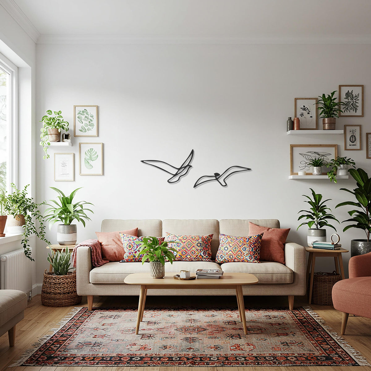 Set of 2 Bird Metal Wall Art, Minimalist Flying Birds Wall Sculpture, Modern Line Art Home Decor, Elegant Metal Silhouette Wall Hanging
