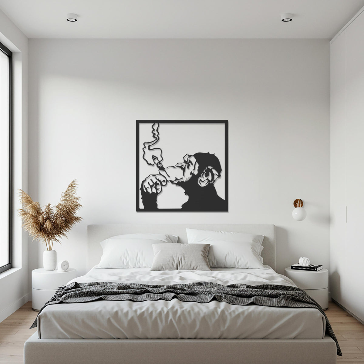 Monkey Metal Wall Art, Smoking Monkey Decor, Abstract Metal Wall Hanging, Modern Black Wall Sculpture, Gift for Home, Cool Wall Art