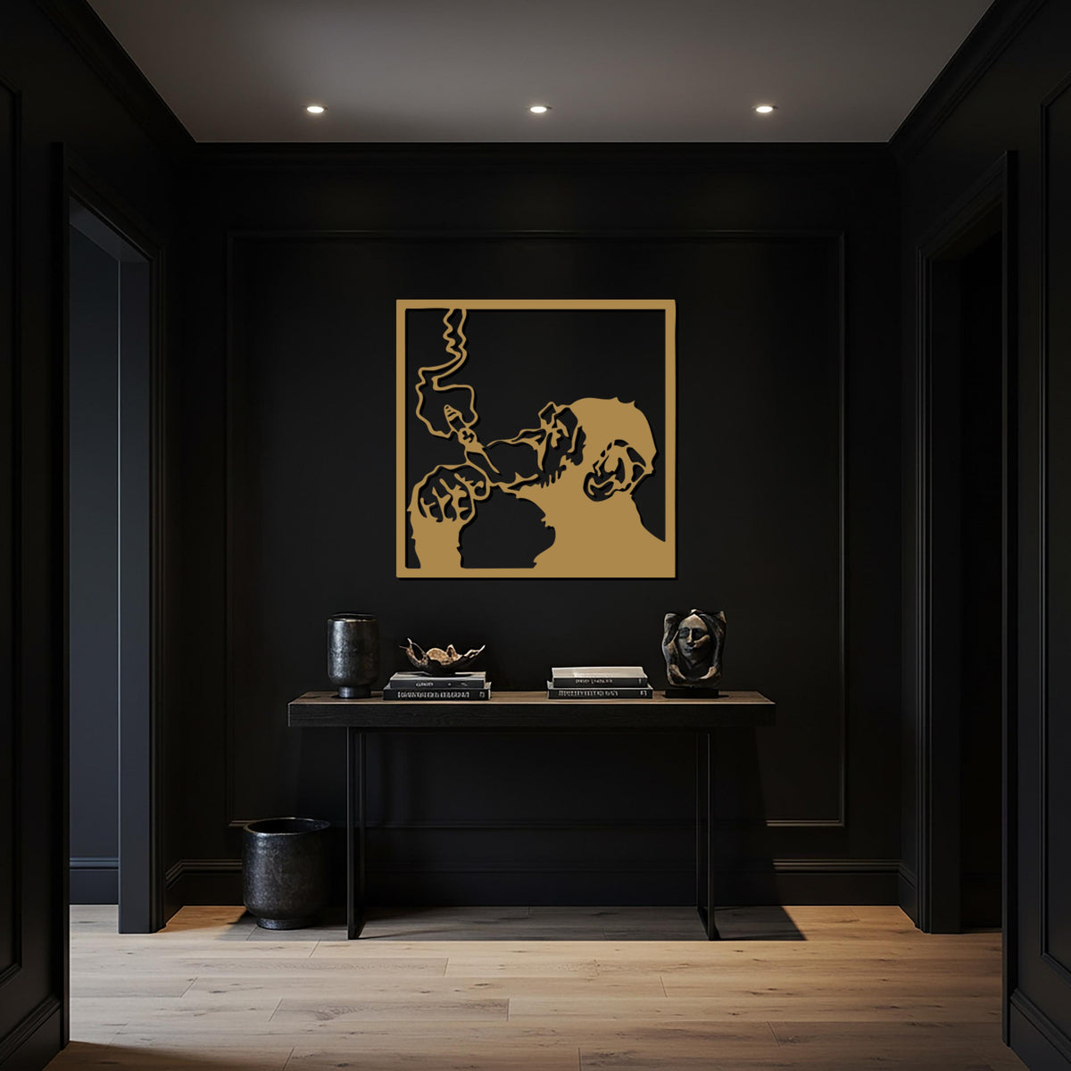 Monkey Metal Wall Art, Smoking Monkey Decor, Abstract Metal Wall Hanging, Modern Black Wall Sculpture, Gift for Home, Cool Wall Art