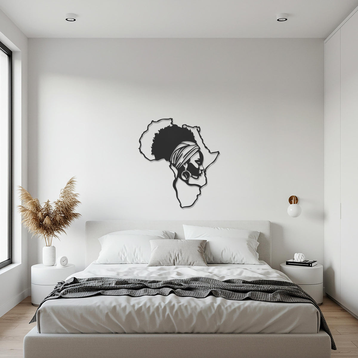 African Woman Metal Wall Art, Afrocentric Wall Decor, Africa Map Silhouette, Black Woman Wall Hanging, Ethnic Metal Art, Gift for Her