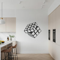 Rubik’s Cube Metal Wall Art, Geometric 3D Puzzle Decor, Modern Minimalist Cube Sculpture, Gamer Gift, Contemporary Home Wall Accent 4