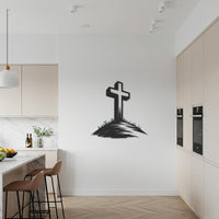 Cross on Hill Metal Wall Art, Religious Christian Wall Decor, Inspirational Faith Sign, Modern Minimalist Cross Artwork for Home 6