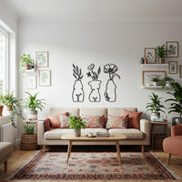 3 Piece Female Form Vase Metal Wall Art, Minimalist Floral Silhouette Decor for Kitchen, Dining Room, Modern Artistic Home Gift 4
