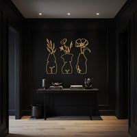 3 Piece Female Form Vase Metal Wall Art, Minimalist Floral Silhouette Decor for Kitchen, Dining Room, Modern Artistic Home Gift 6