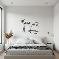 Metal Palm Tree Wall Art  Tropical Beach Sunset Metal Wall Decor, Modern Nature Inspired Wall Hanging, Coastal Living Room Bedroom Decor 3