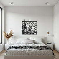 Tiger and Mountain Metal Wall Art, Wildlife Silhouette with Forest and Peaks, Rustic Modern Decor for Living Room or Nature Lover Gift 3