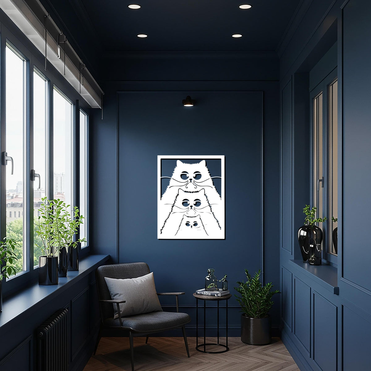 Black Cat Family Metal Wall Art, Modern Minimalist Cat Silhouette, Pet Lovers Wall Decor, Bedroom or Living Room Home Decoration