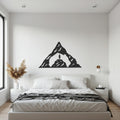 Mountain Peak Adventure Metal Wall Art, Modern Geometric Mountain Scene with Lone Explorer, Minimal Nature Wall Decor for Home or Office