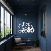 Modern Flower Vase Metal Wall Art – Black & White Decorative Floral Silhouette for Kitchen, Dining, or Contemporary Home Decor 2