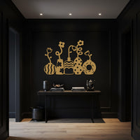 Modern Flower Vase Metal Wall Art – Black & White Decorative Floral Silhouette for Kitchen, Dining, or Contemporary Home Decor 4