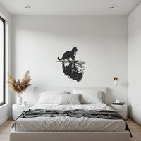Cat Reflection Metal Wall Art, Feline Silhouette Decor, Modern Minimalist Animal Wall Decoration for Pet Lovers and Home Interiors 1