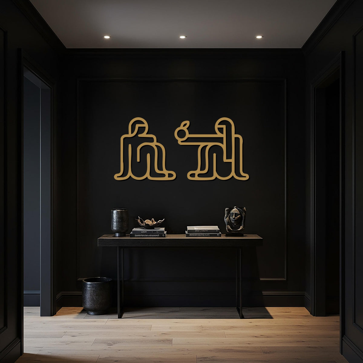 Abstract Minimalist Metal Wall Art, Gold Line Art Set of 2, Modern Geometric Figures for Entryway, Living Room, or Office Decor