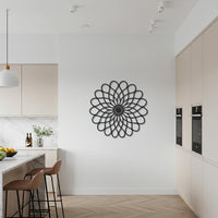 Geometric Flower Metal Wall Art, Modern Round Mandala Wall Decor, Abstract Floral Metal Sculpture for Living Room, Bedroom or Office 3