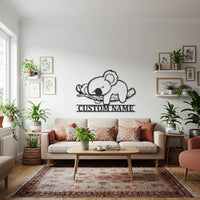 Custom Koala Metal Wall Art with Name, Personalized Animal Wall Decor, Nursery and Kids Room Koala Design, Cute Metal Wall Hanging 3