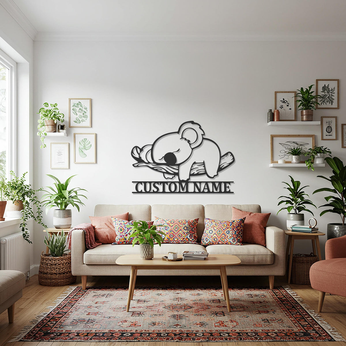 Custom Koala Metal Wall Art with Name, Personalized Animal Wall Decor, Nursery and Kids Room Koala Design, Cute Metal Wall Hanging