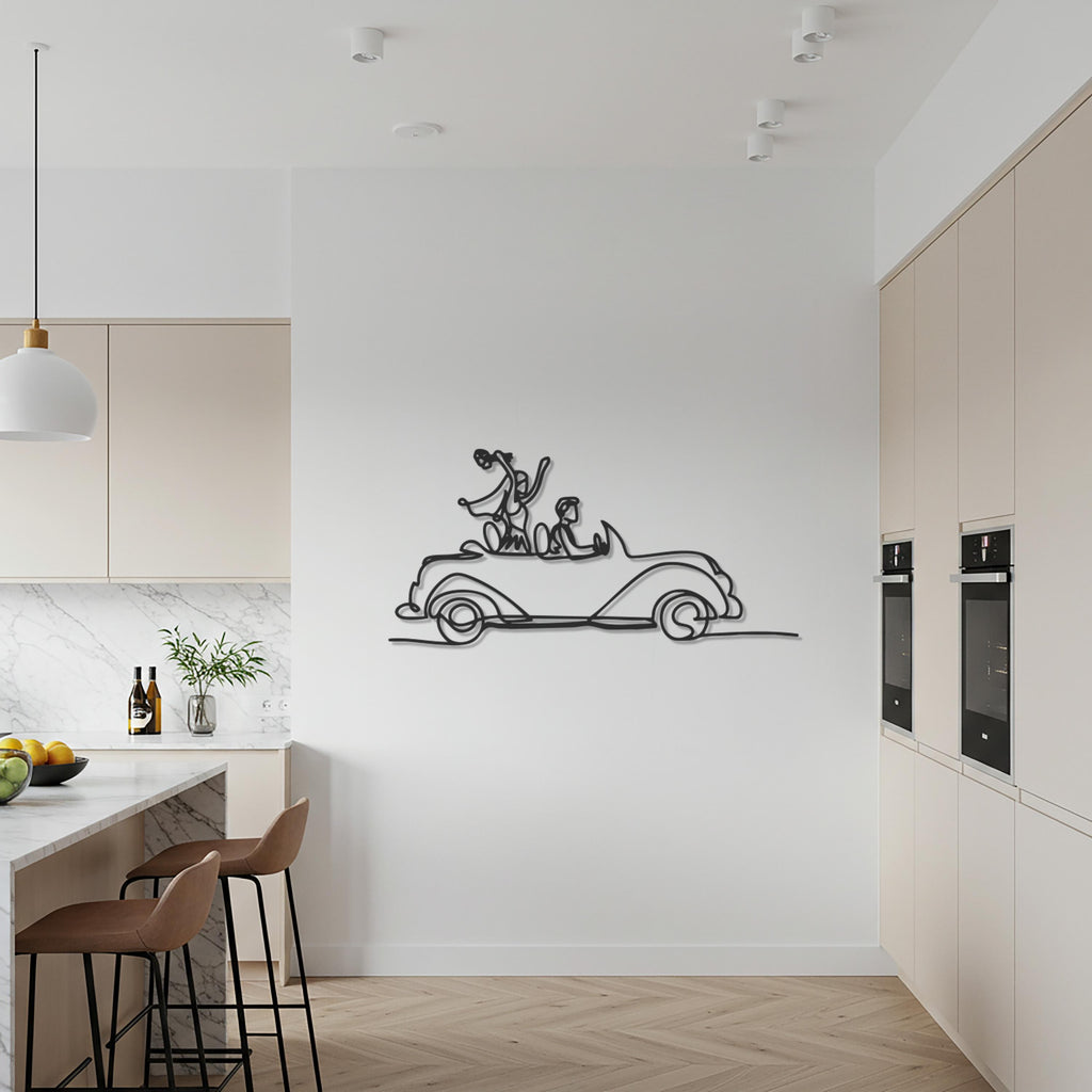 Car Ride Metal Wall Art, Family Road Trip Inspired Wall Decor, Metal Car Sculpture, Fun Travel Accent Gift for Families and Travel Lovers